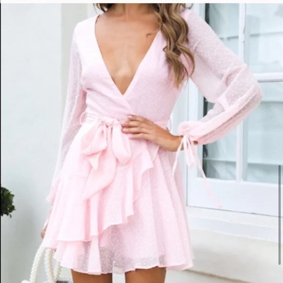 strapless open back dress Fuchsia Swiss Dot 3/4 Sleeve Maternity Midi Dress  PinkBlush